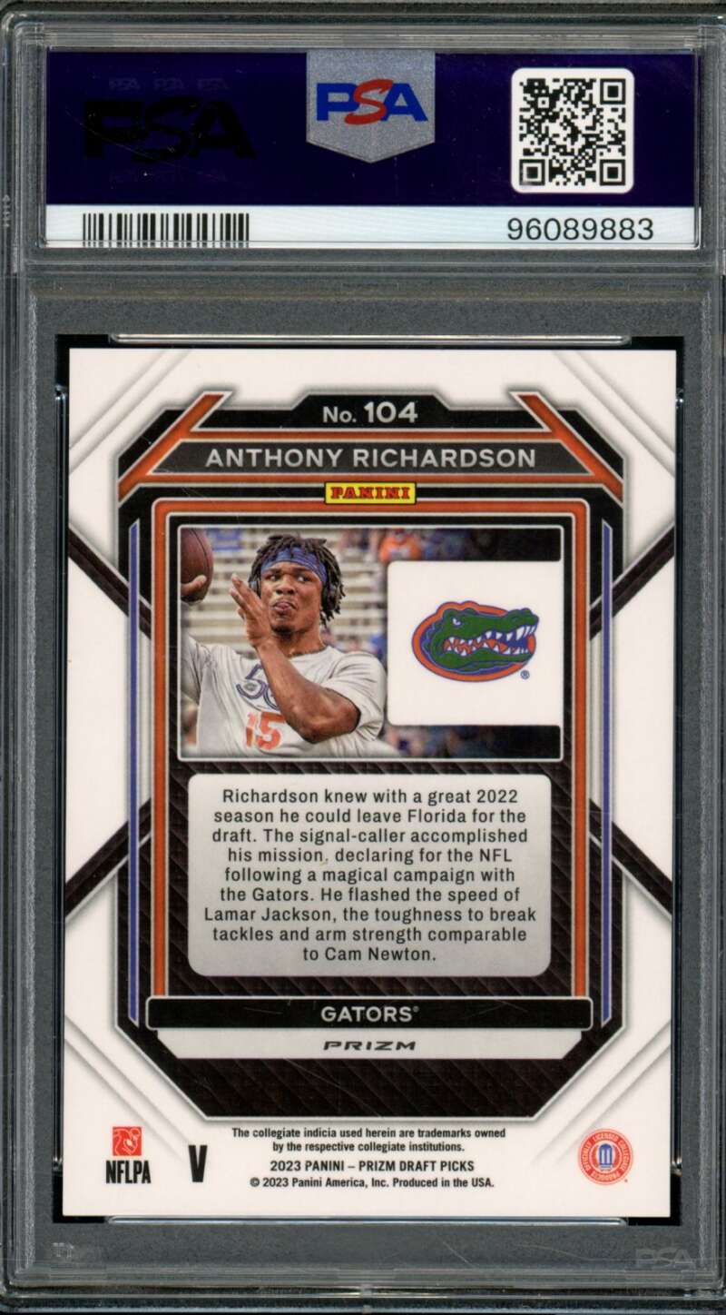 Anthony Richardson Rookie Card 2023 Prizm Draft Picks Variation #104 PSA 10 Image 2