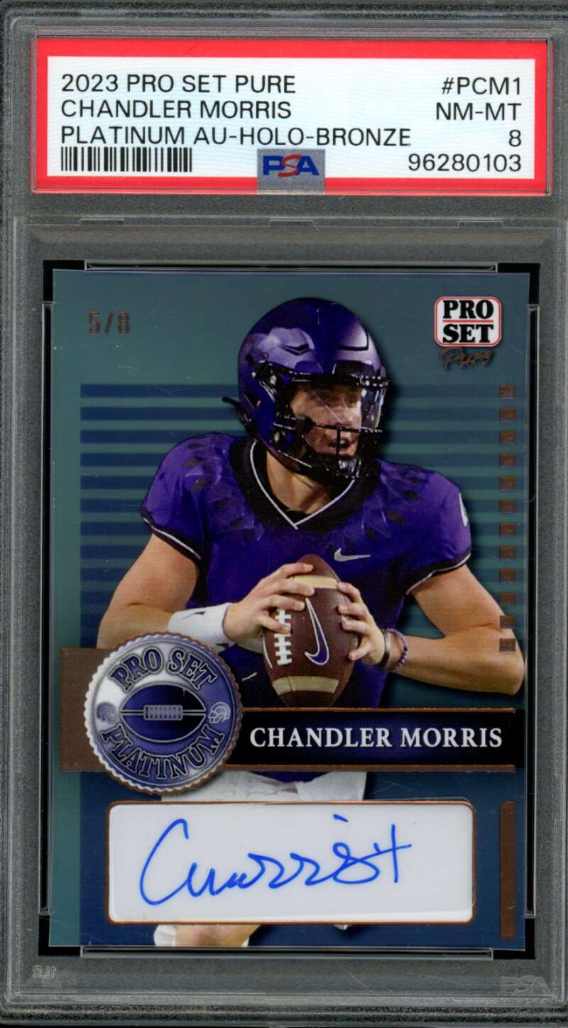 Chandler Morris Rookie 2023 Pro Set Platinum AU-Holo Bronze (5/8) #Pcm1 PSA 8 Image 1