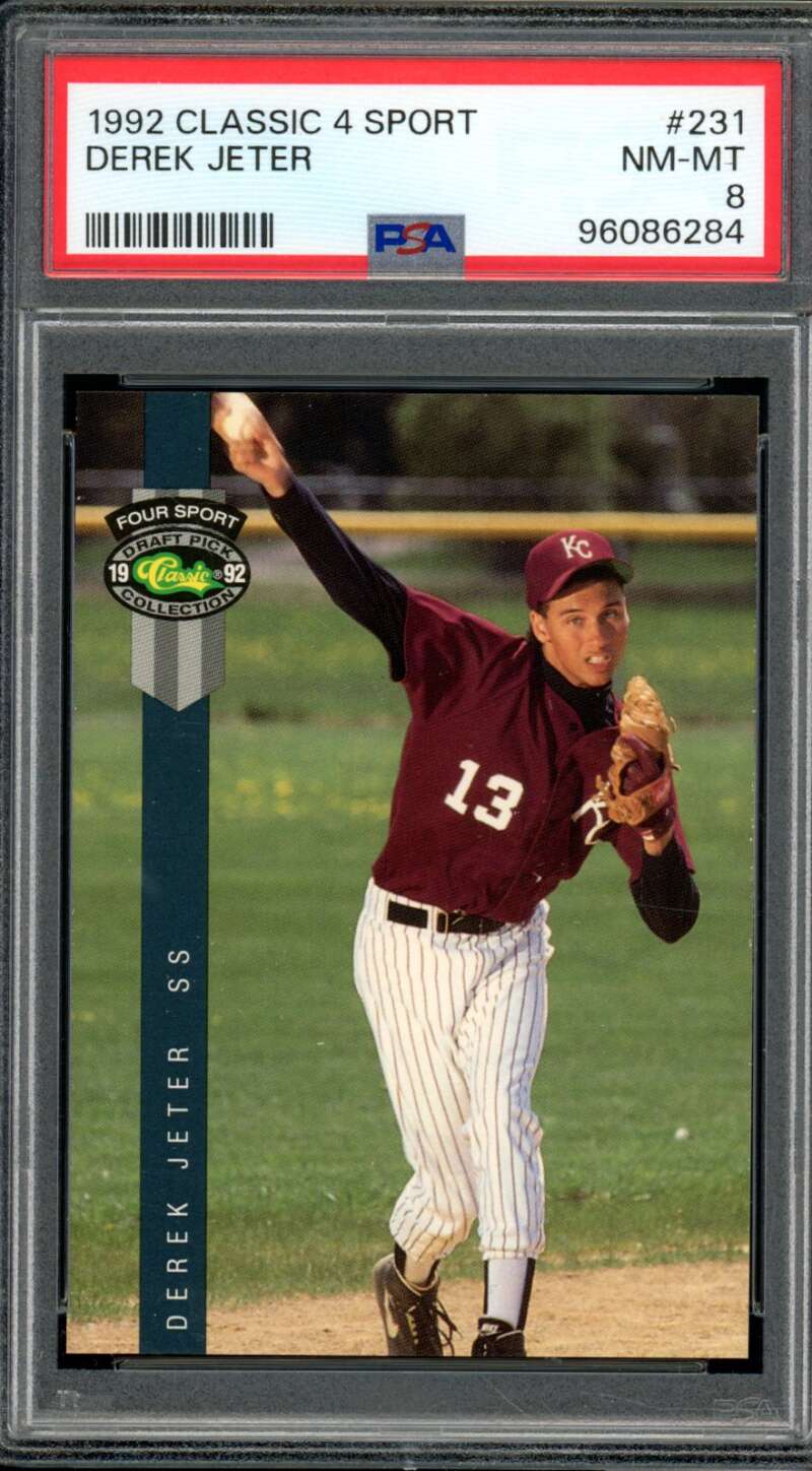 Derek Jeter Rookie Card 1992 Classic Sport #231 PSA 8 Image 1