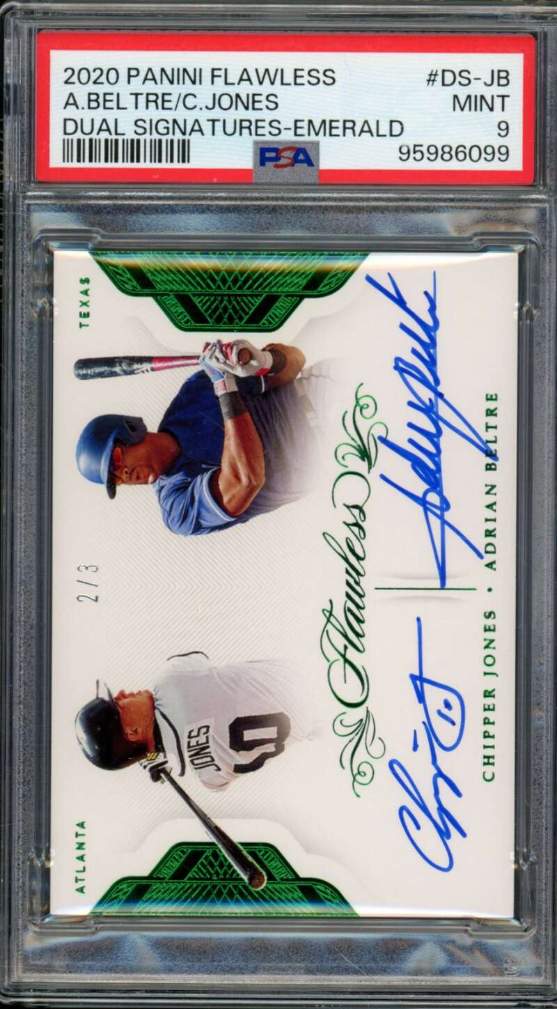 Adrian Beltre/Chipper Jones 2020 Flawless Dual Signatures (#d 2/3) #DS-JB PSA 9 Image 1