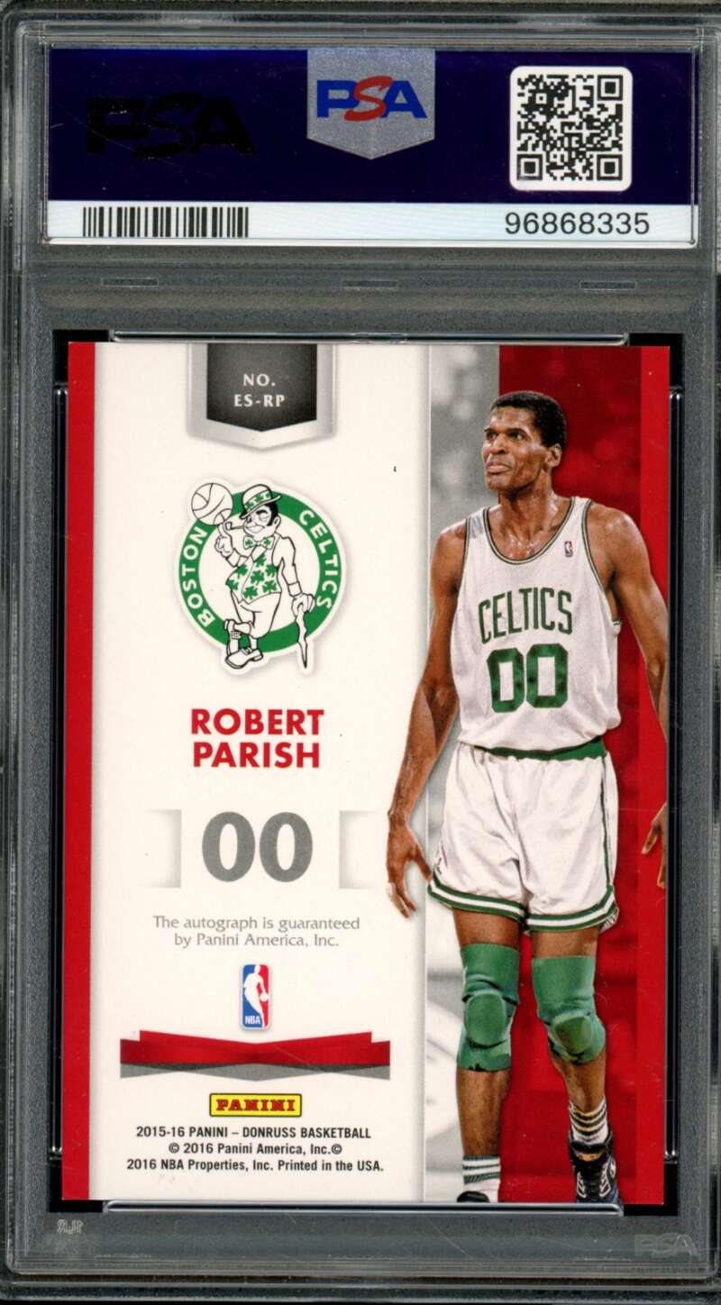 Robert Parish 2015-16 Panini Donruss Elite Signatures Green (#d 2/5) #ESRP PSA 9 Image 2