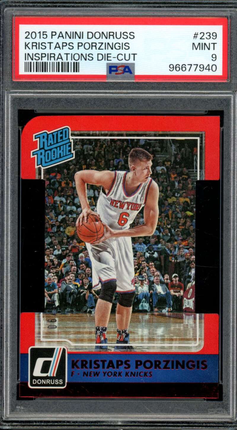 Kristaps Porzingis Rookie 2015-16 Donruss Inspiration Die-Cut (pop 3) #239 PSA 9 Image 1