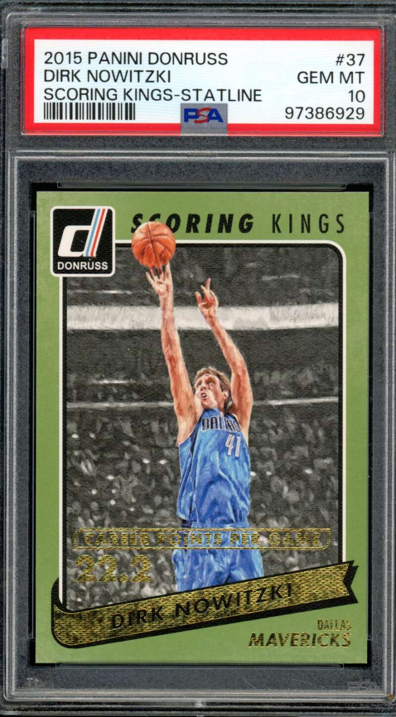 Dirk Nowitzki 2015-16 Panini Donruss Scoring Kings Statline (pop 1) #37 PSA 10 Image 1