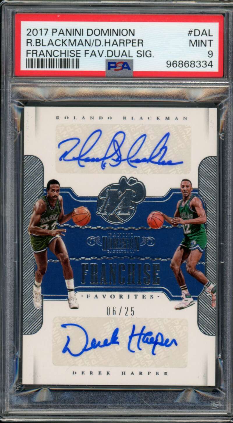 Rolando Blackman/Derek Harper 2017-18 Dominion Dual Franchise Fav Sig #DAL PSA 9 Image 1