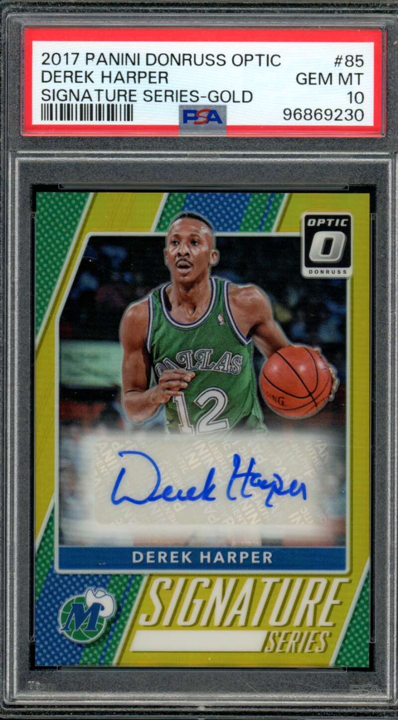 Derek Harper 2017-18 Donruss Optic Signature Series Gold #d 3/10) #85 PSA 10 Image 1