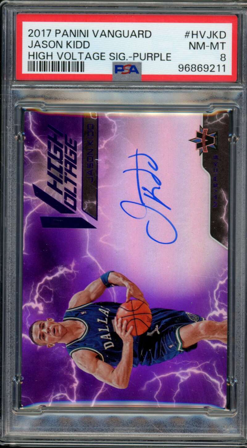 Jason Kidd 2017-18 Panini Vanguard High Voltage Sig Purple (18/25) #Hvjkd PSA 8 Image 1