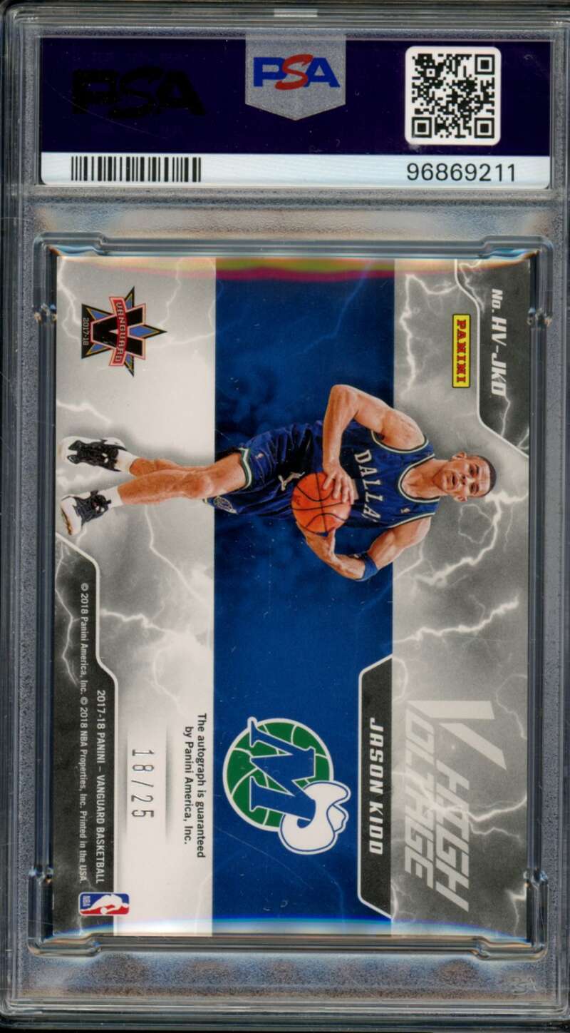 Jason Kidd 2017-18 Panini Vanguard High Voltage Sig Purple (18/25) #Hvjkd PSA 8 Image 2