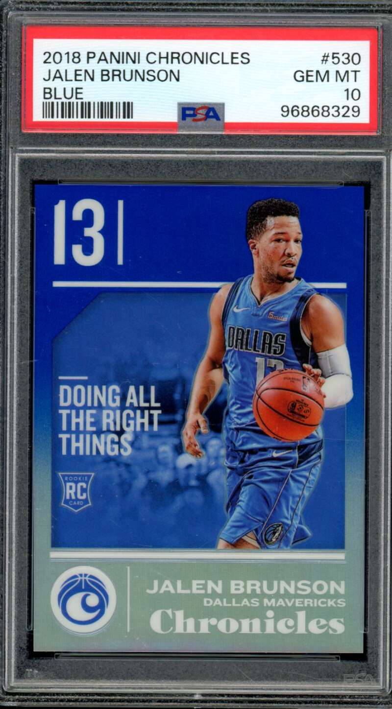 Jalen Brunson Rookie Card 2018-19 Panini Chronicles Blue (pop 3) #530 PSA 10 Image 1