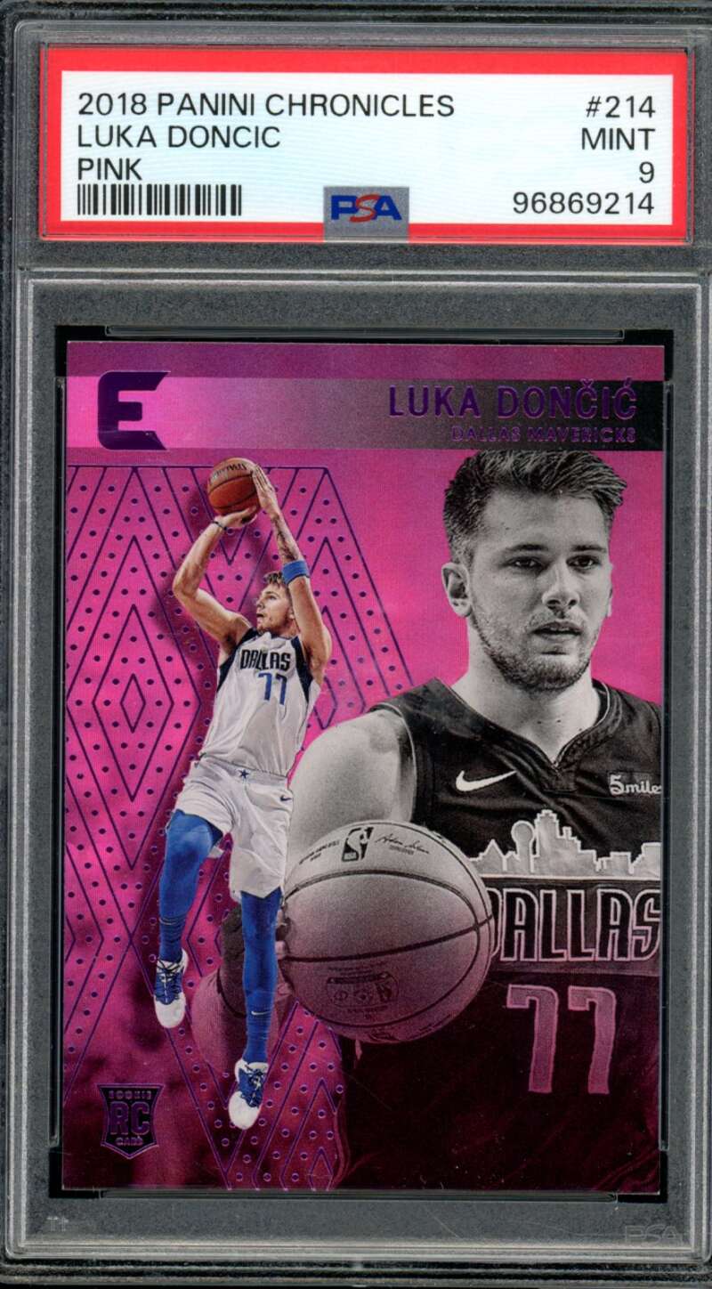 Luka Doncic Rookie Card 2018-19 Panini Chronicles Pink #214 PSA 9 Image 1