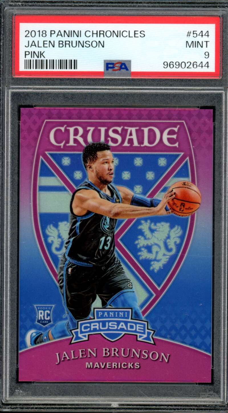 Jalen Brunson Rookie 2018-19 Panini Chronicles Pink Crusade (pop 2) #544 PSA 9 Image 1