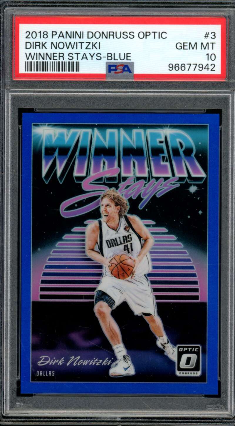 Dirk Nowitzki 2018-19 Panini Donruss Optic Winner Stays Blue (pop 1) #3 PSA 10 Image 1