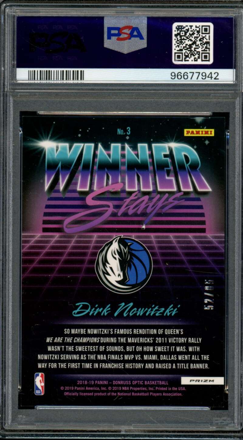 Dirk Nowitzki 2018-19 Panini Donruss Optic Winner Stays Blue (pop 1) #3 PSA 10 Image 2