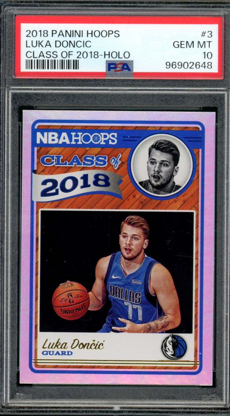 Luka Doncic Rookie Card 2018-19 Panini Hoops Class Of 2018 Holo #3 PSA 10 Image 1