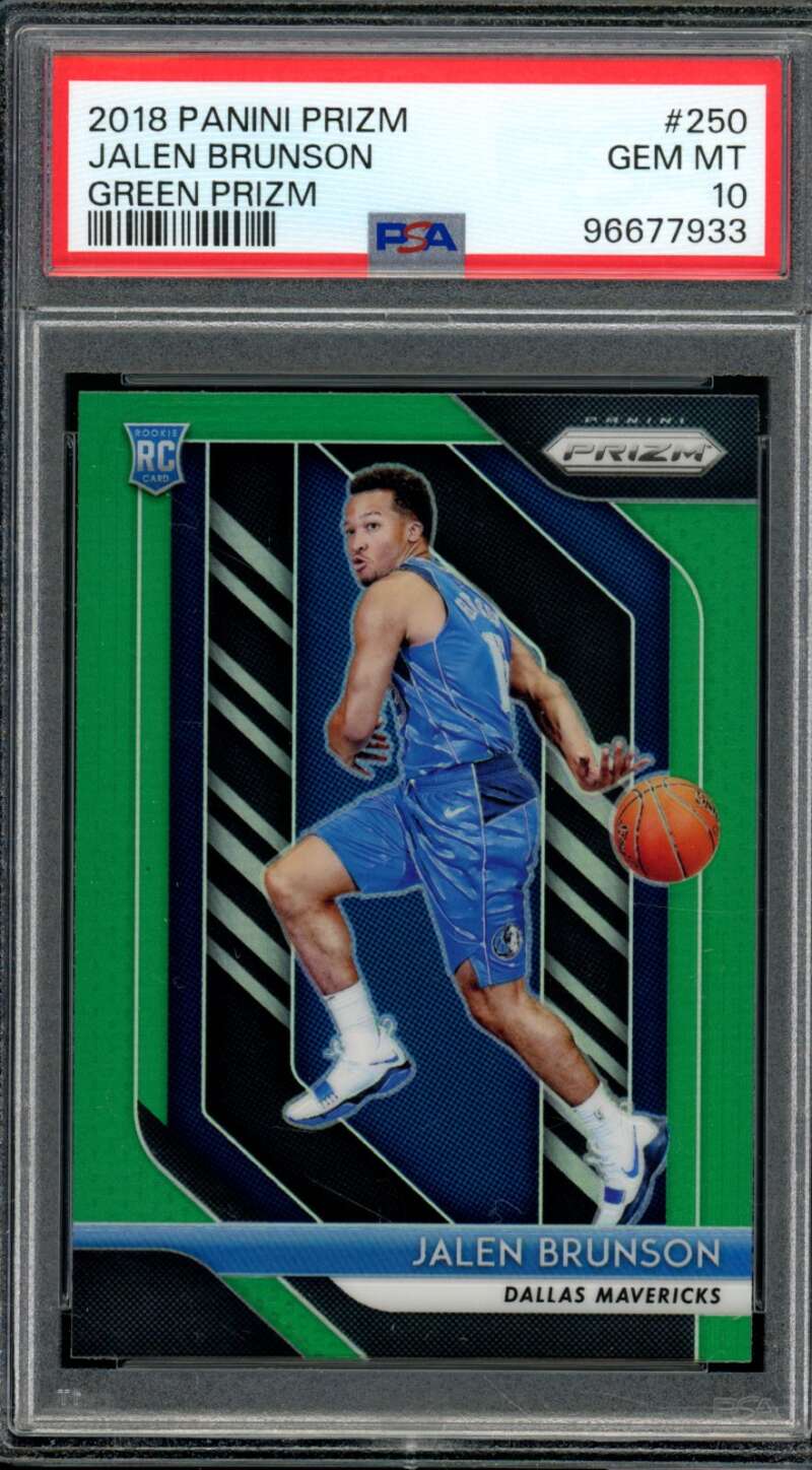 Jalen Brunson Rookie Card 2018-19 Panini Prizm Green Prizm #250 PSA 10 Image 1