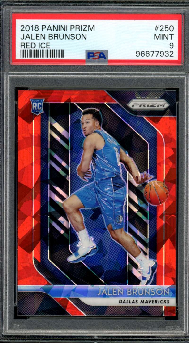 Jalen Brunson Rookie Card 2018-19 Panini Prizm Red Ice #250 PSA 9 Image 1