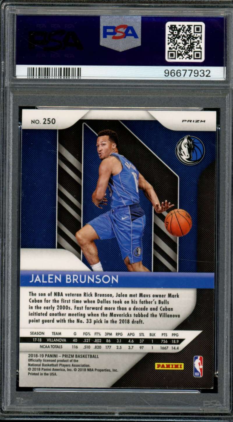 Jalen Brunson Rookie Card 2018-19 Panini Prizm Red Ice #250 PSA 9 Image 2