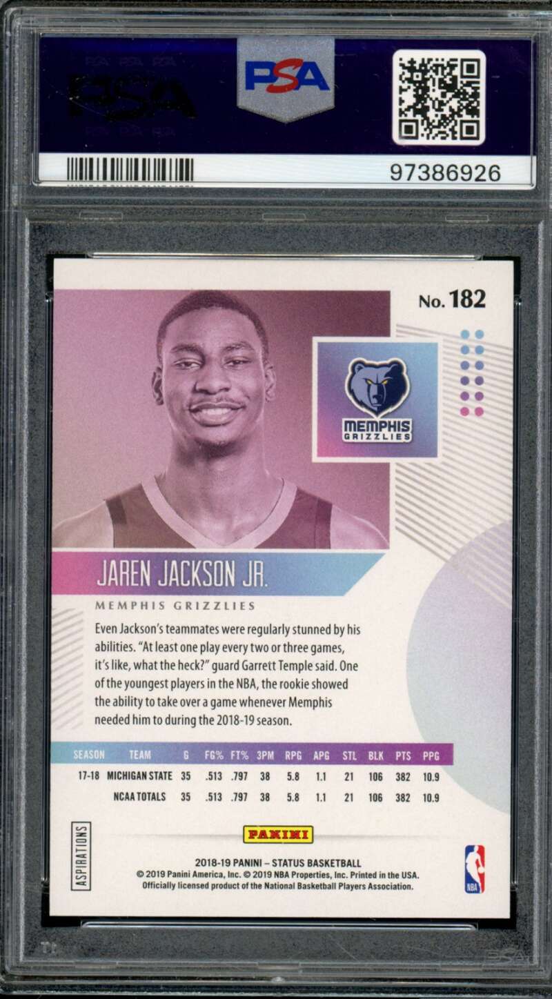 Jaren Jackson Jr. Rookie 2018-19 Panini Status Aspirations (pop 5) #182 PSA 10 Image 2