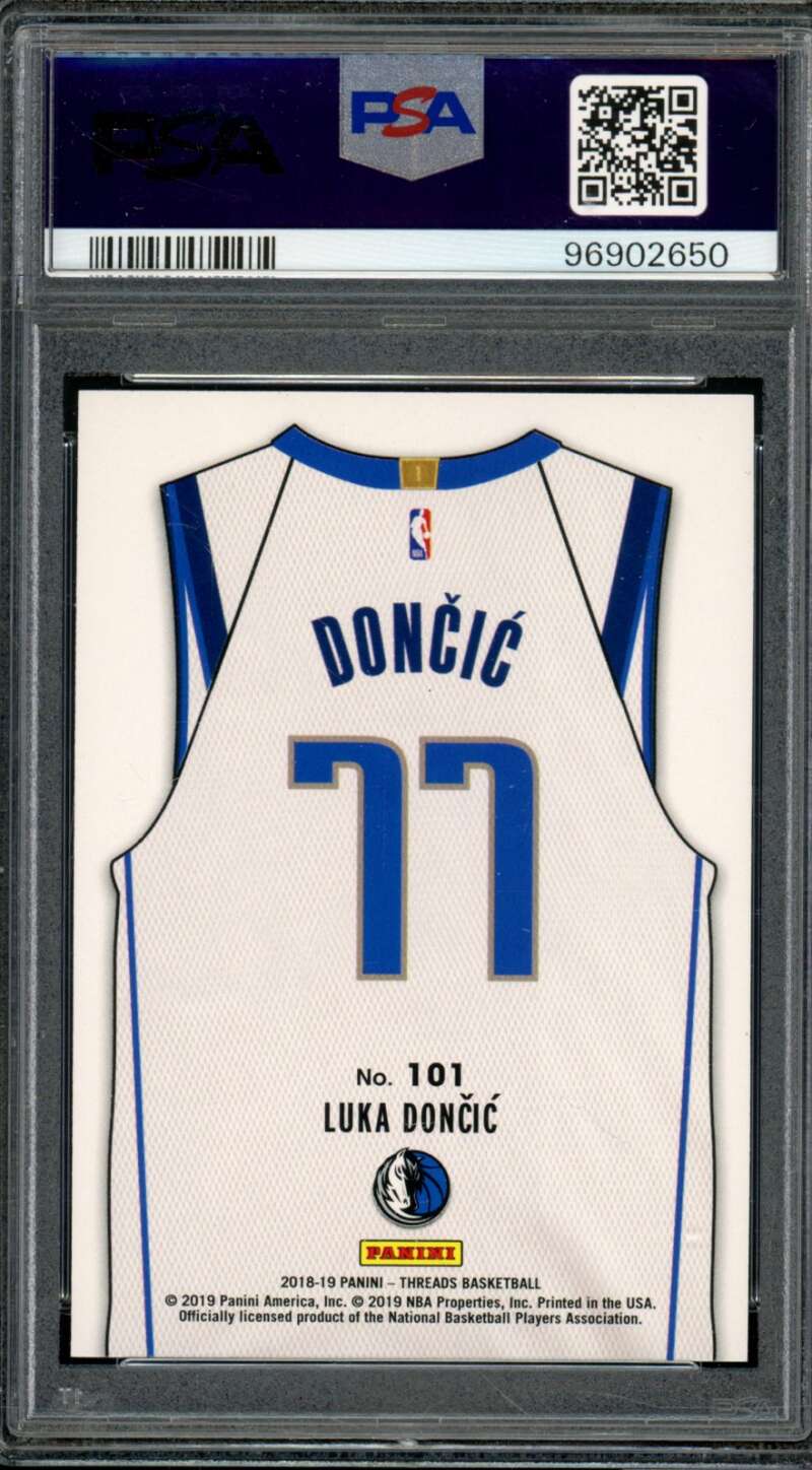 Luka Doncic Rookie Card 2018-19 Panini Threads Dazzle #101 PSA 10 Image 2