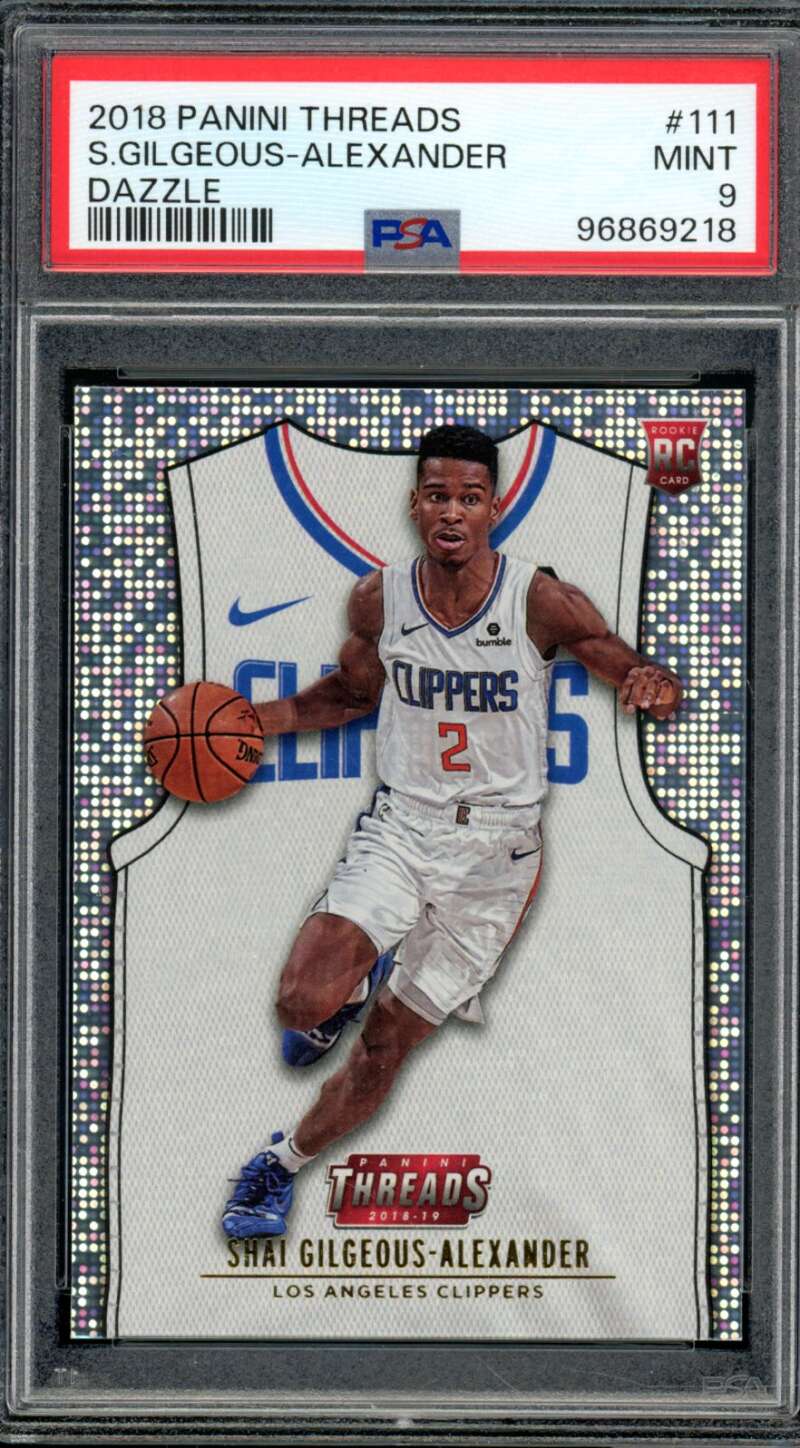 Shai Gilgeous-Alexander Rookie Card 2018-19 Panini Threads #111 PSA 9 Image 1