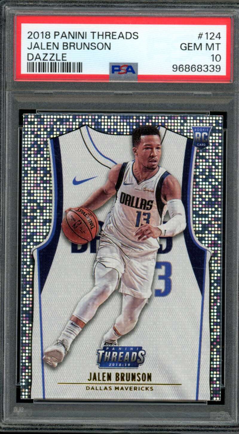 Jalen Brunson Rookie Card 2018-19 Panini Threads Dazzle #124 PSA 10 Image 1