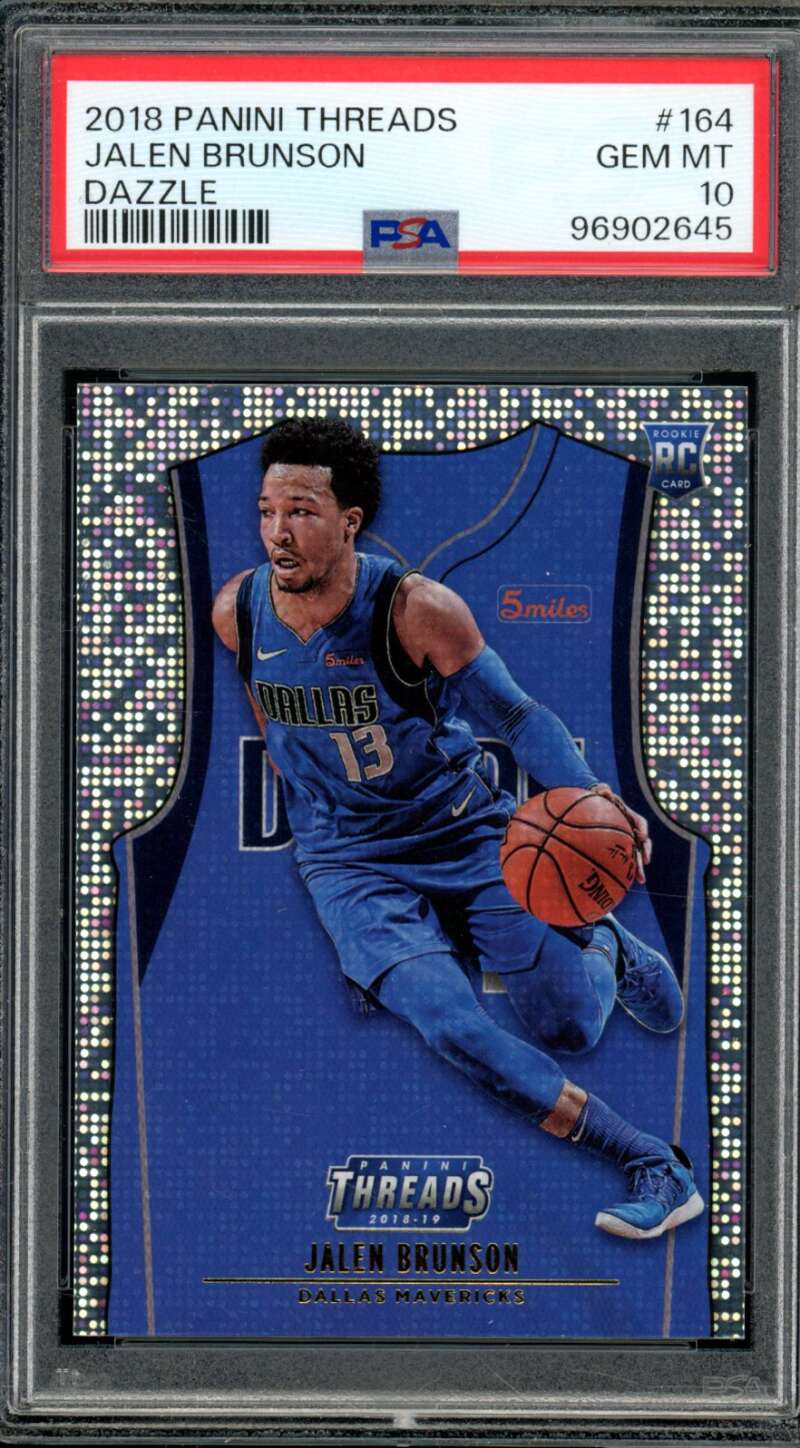 Jalen Brunson Rookie Card 2018-19 Panini Threads Dazzle #164 PSA 10 Image 1