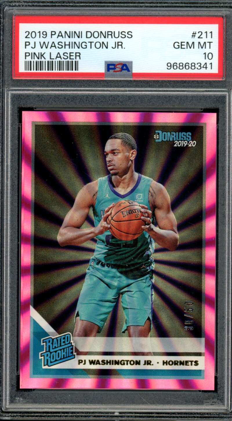 PJ Washington Jr. Rookie 2019-20 Panini Donruss Pink Laser (pop 6) #211 PSA 10 Image 1