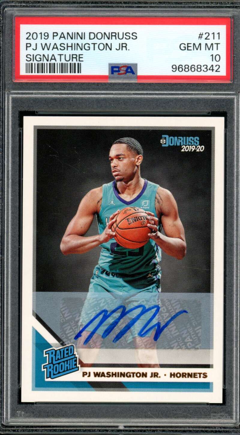 PJ Washington Jr. Rookie 2019-20 Panini Donruss Signature (pop 12) #211 PSA 10 Image 1