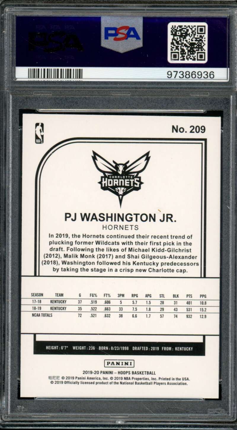 PJ Washington Rookie 2019-20 Hoops Orange Explosion (13/25) (pop 1) #209 PSA 9 Image 2