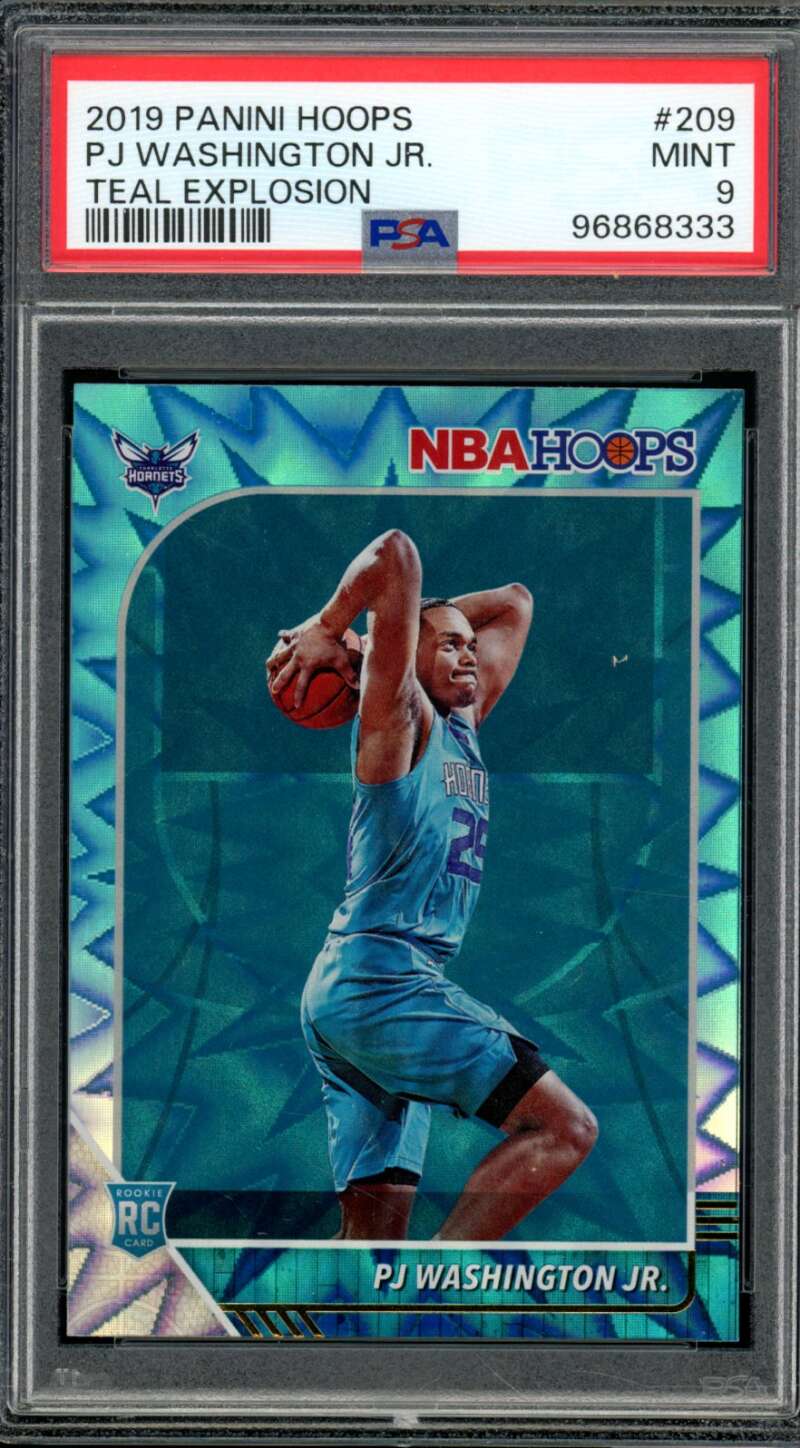 PJ Washington Jr. Rookie Card 2019-20 Panini Hoops Teal Explosion #209 PSA 9 Image 1