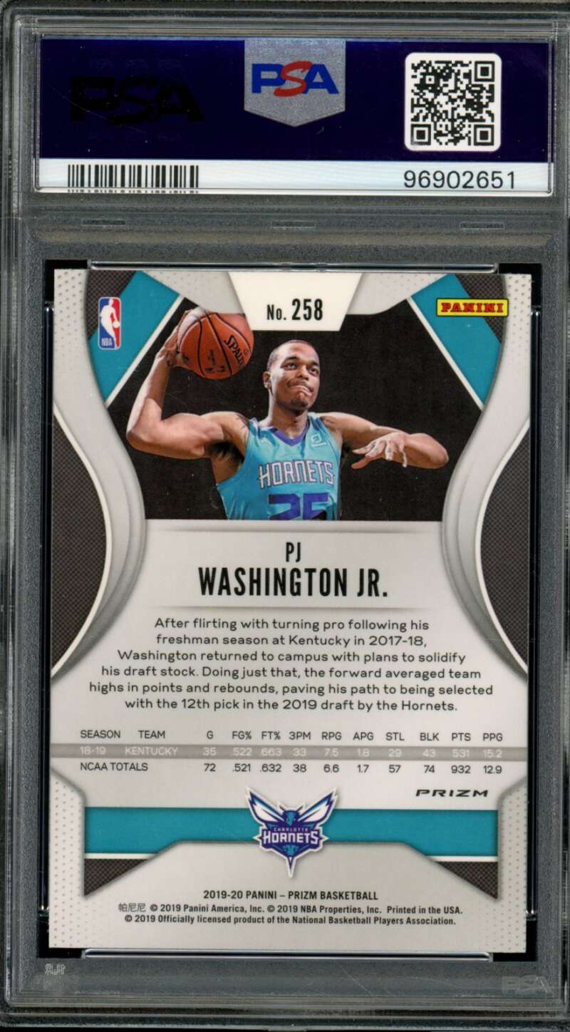 PJ Washington Jr. Rookie 2019-20 Panini Prizm Orange Ice #258 PSA 9 Image 2