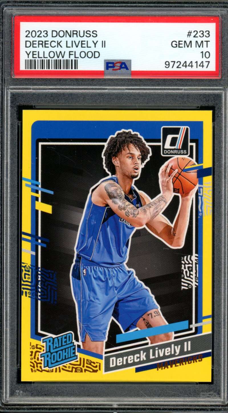 Dereck Lively II Rookie Card 2023-24 Donruss Yellow Flood (pop 1) #233 PSA 10 Image 1