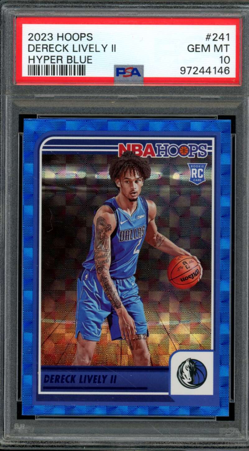 Dereck Lively II Rookie Card 2023-24 Hoops Hyper Blue (pop 6) #241 PSA 10 Image 1