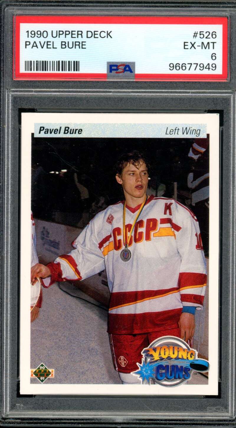 Pavel Bure Rookie Card 1990-91 Upper Deck #526 PSA 6 Image 1