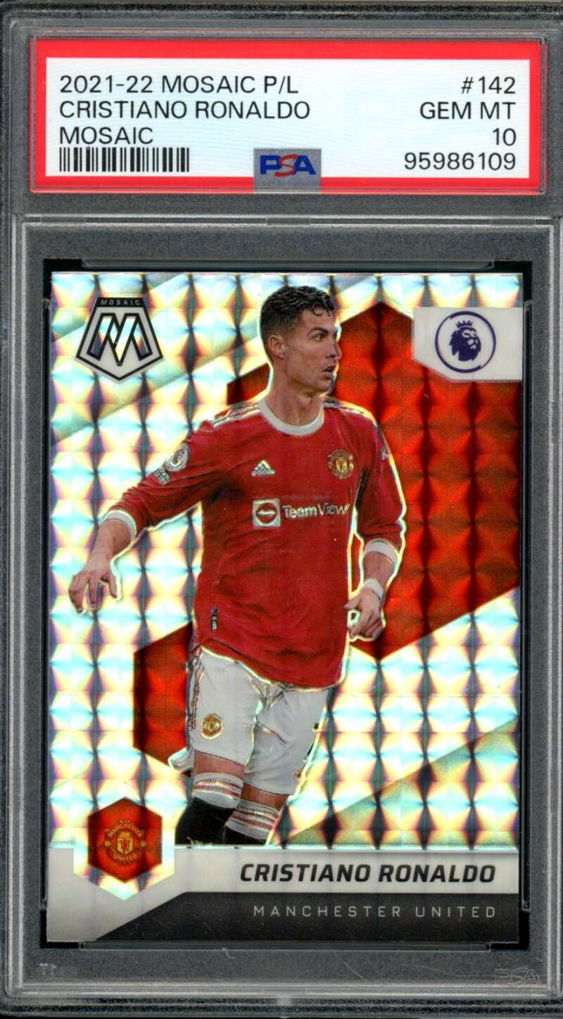 Cristiano Ronaldo Card 2021-22 Mosaic P/L Mosaic #142 PSA 10 Image 1