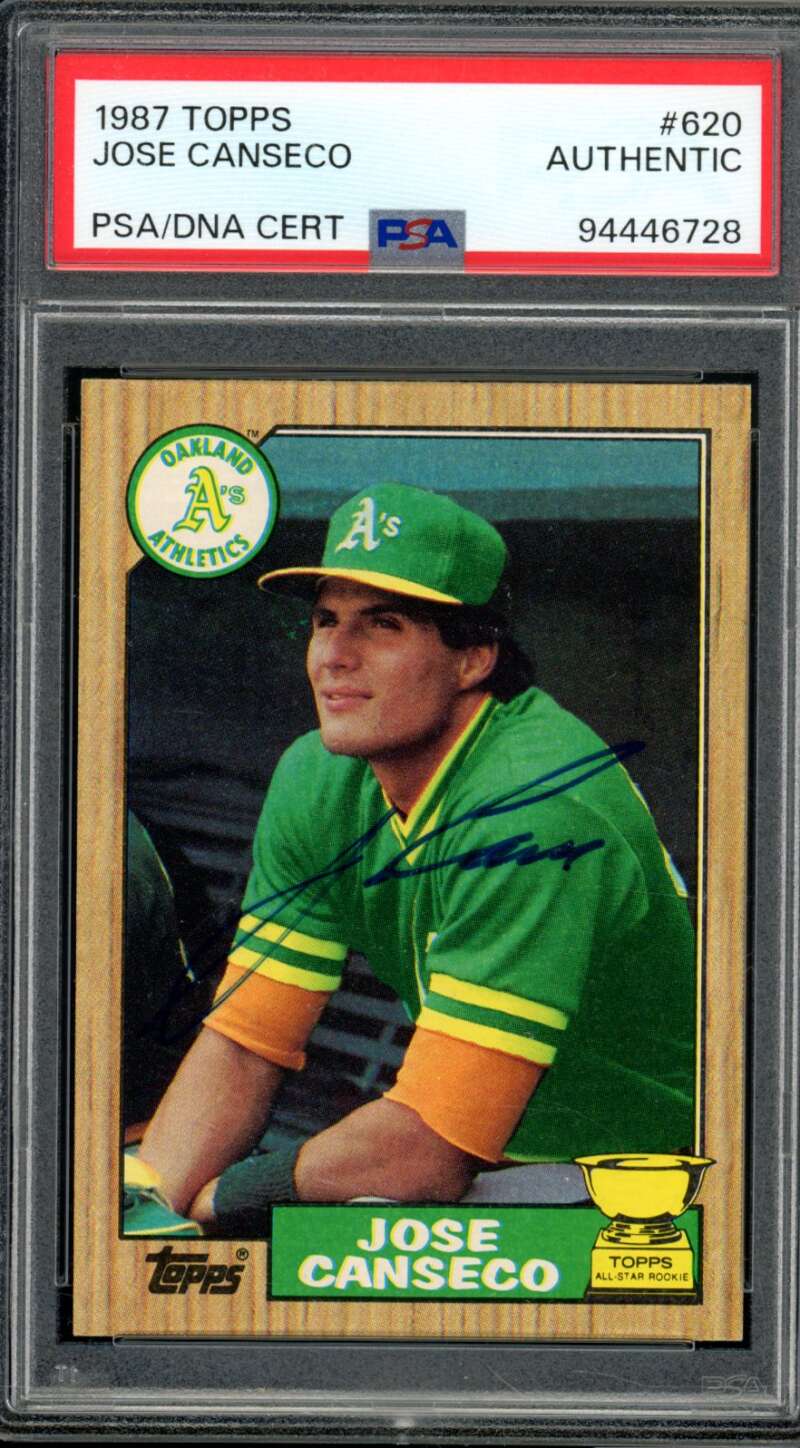 Jose Canseco Rookie Card 1987 Topps Autograph Authentic PSA/DNA Certified Image 1