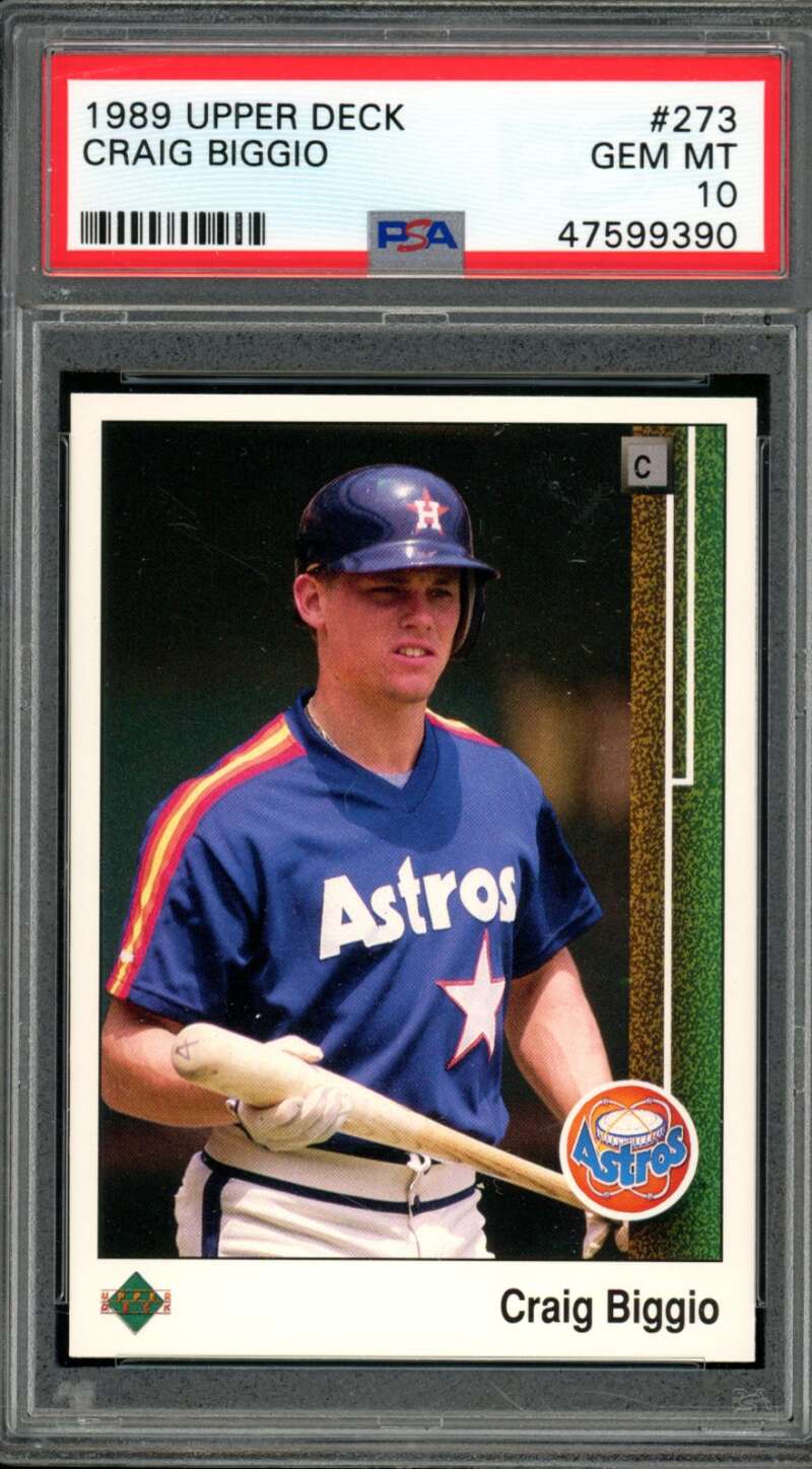 Craig Biggio Rookie Card 1989 Upper Deck #273 PSA 10 Image 1