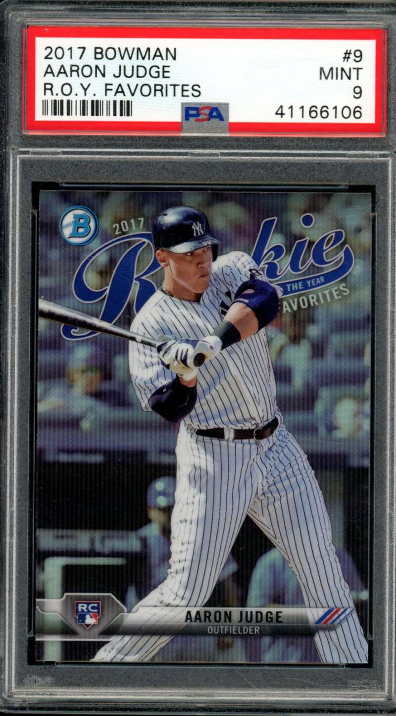 Aaron Judge Rookie Card 2017 Bowman R.O.Y. Favorites #9 PSA 9 Image 1