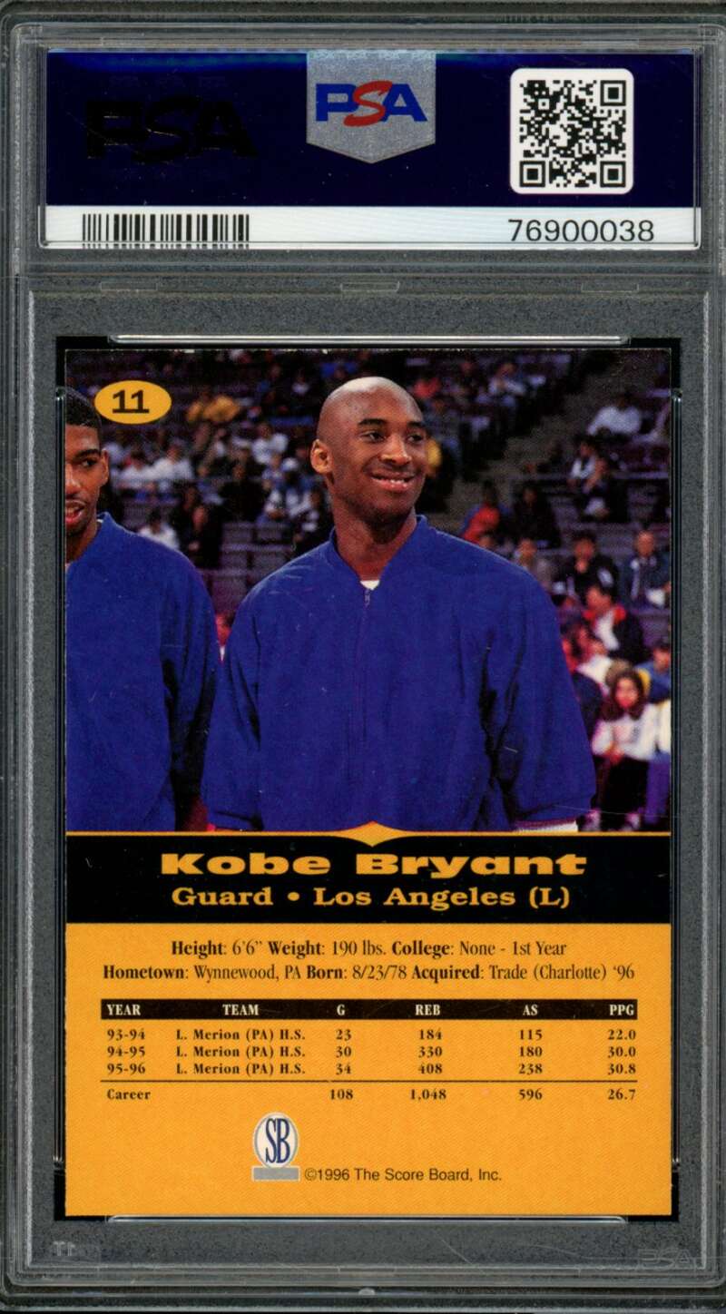 Kobe Bryant Rookie Card 1996-97 All Sport Ppf #11 PSA 7 Image 2