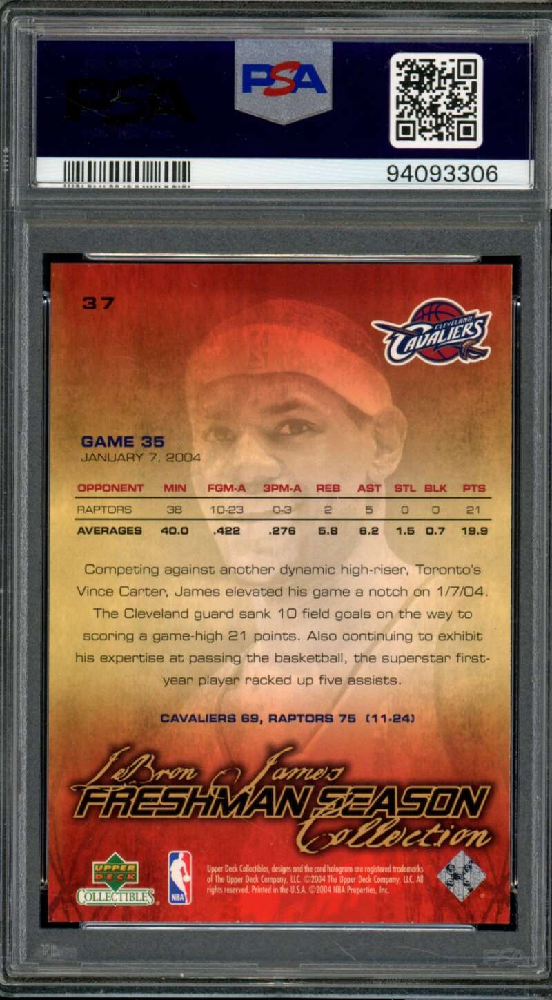 LeBron James Rookie Card 2003 UD Collectibles Freshman Season #37 PSA 10 Image 2