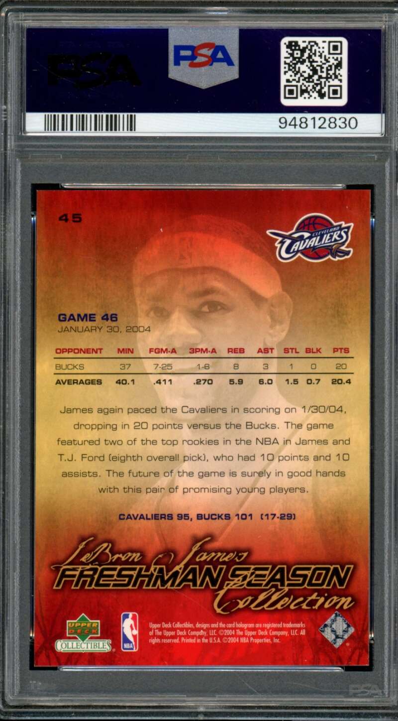 LeBron James Rookie Card 2003 UD Collectibles Freshman Season #45 PSA 9 Image 2