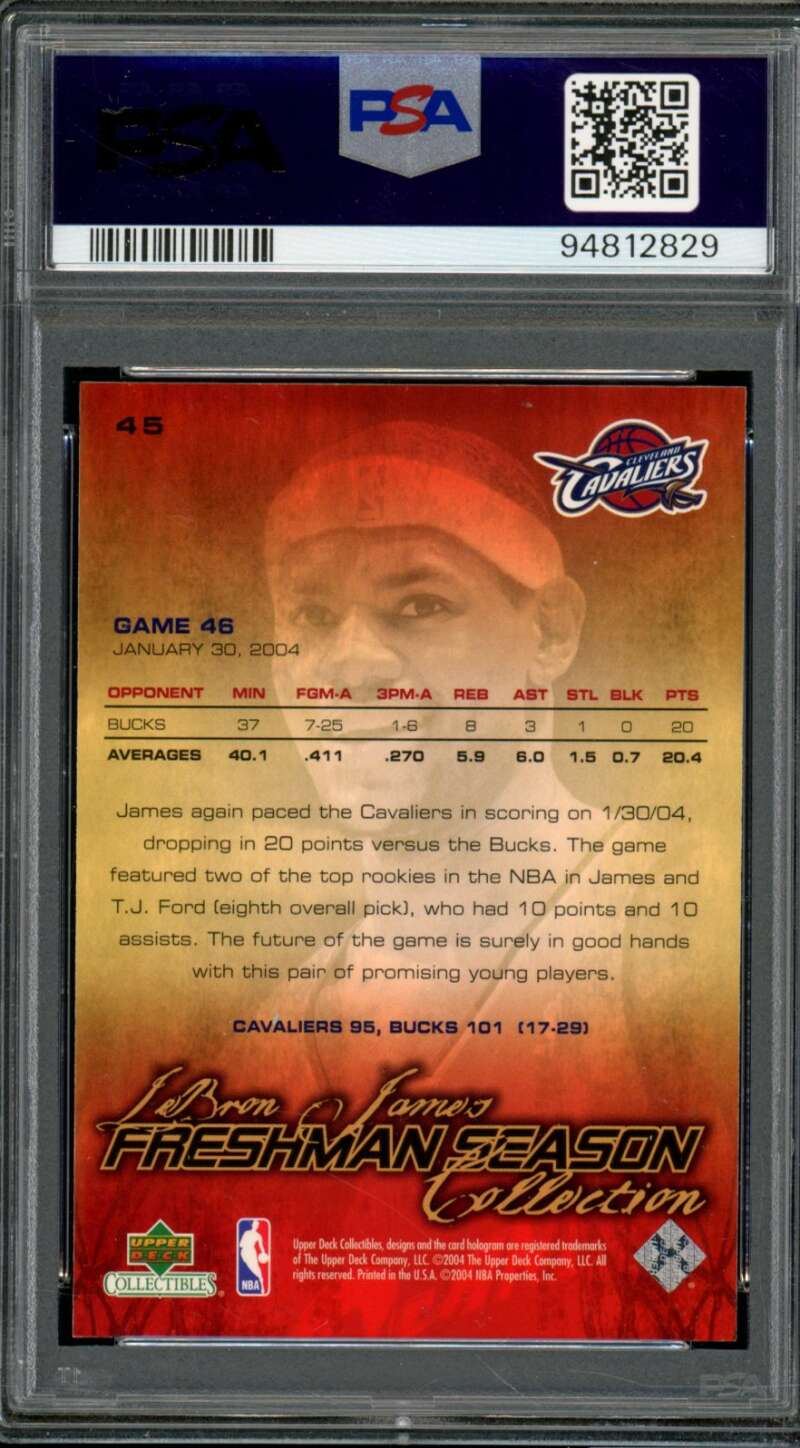 LeBron James Rookie Card 2003 UD Collectibles Freshman Season #45 PSA 10 Image 2