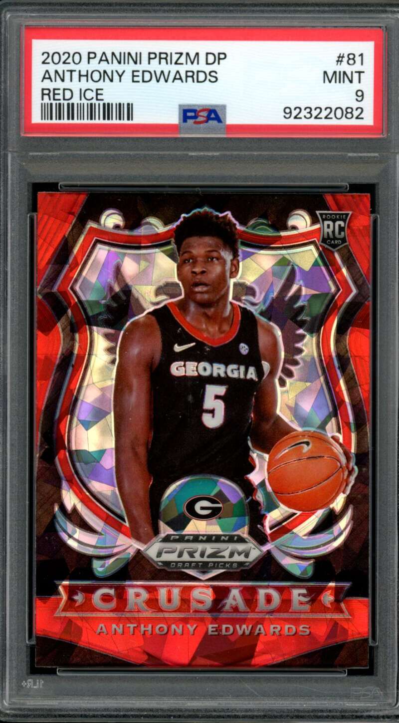 Anthony Edwards Rookie Card 2020-21 Panini Prizm DP Red Ice #81 PSA 9 Image 1