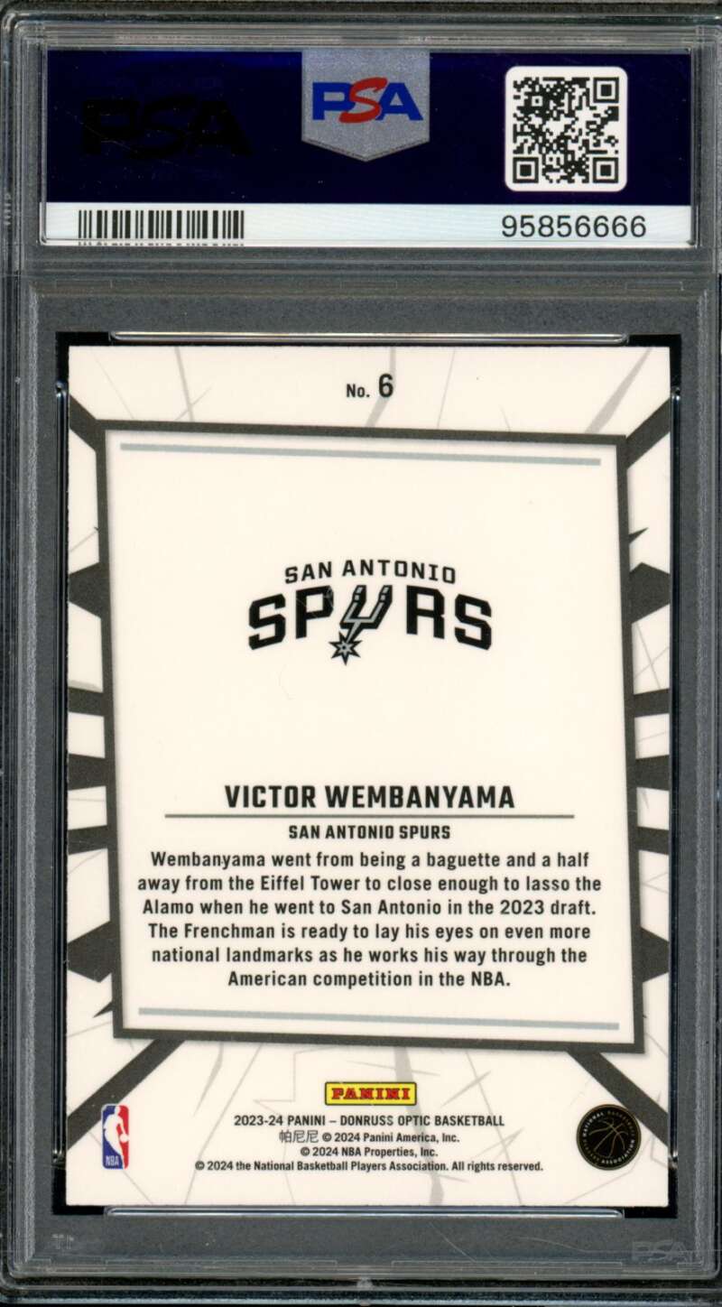 Victor Wembanyama Rookie Card 2023-24 Donruss Optic My House #6 PSA 9 Image 2