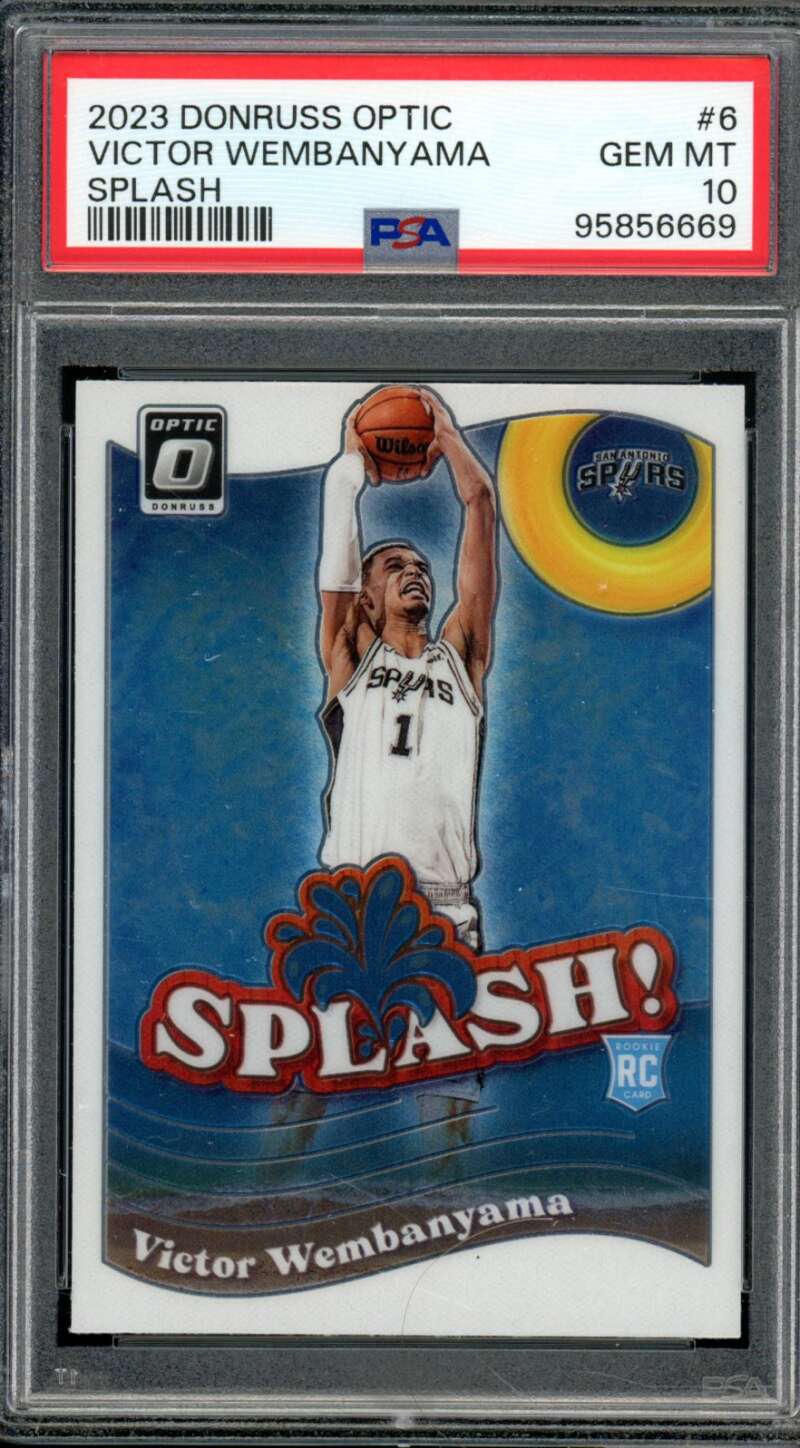 Victor Wembanyama Rookie Card 2023-24 Donruss Optic Splash #6 PSA 10 Image 1