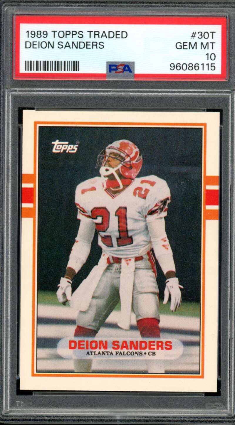 Deion Sanders Rookie Card 1989 Topps Traded #30T PSA 10 Image 1