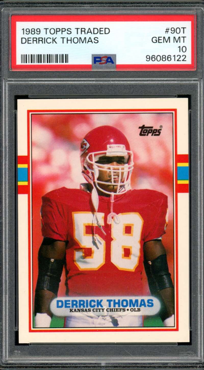 Derrick Thomas Rookie Card 1989 Topps Traded #90T PSA 10 Image 1