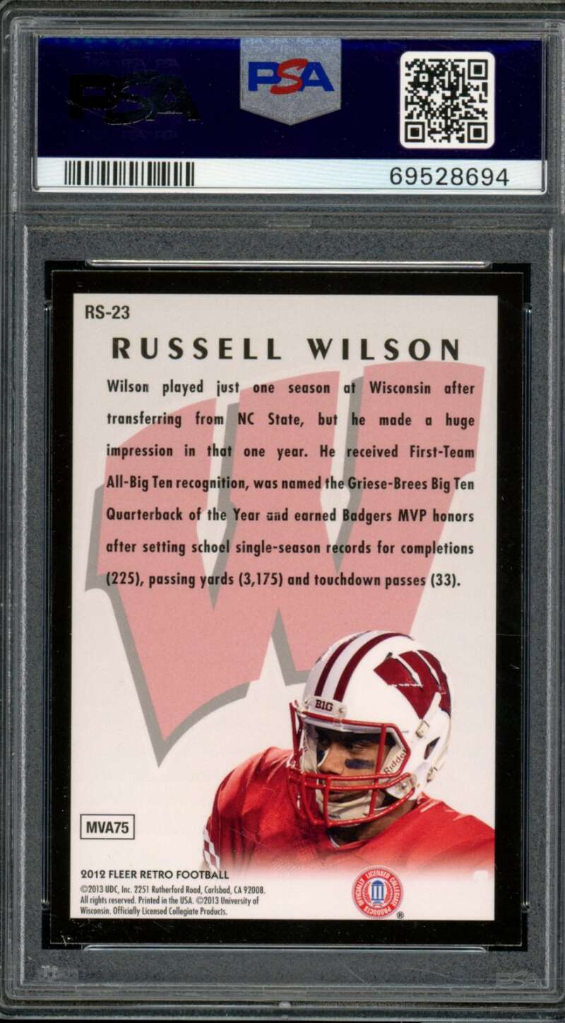 Russell Wilson Rookie Card 2012 Fleer Retro #RS-23 PSA 10 Image 2