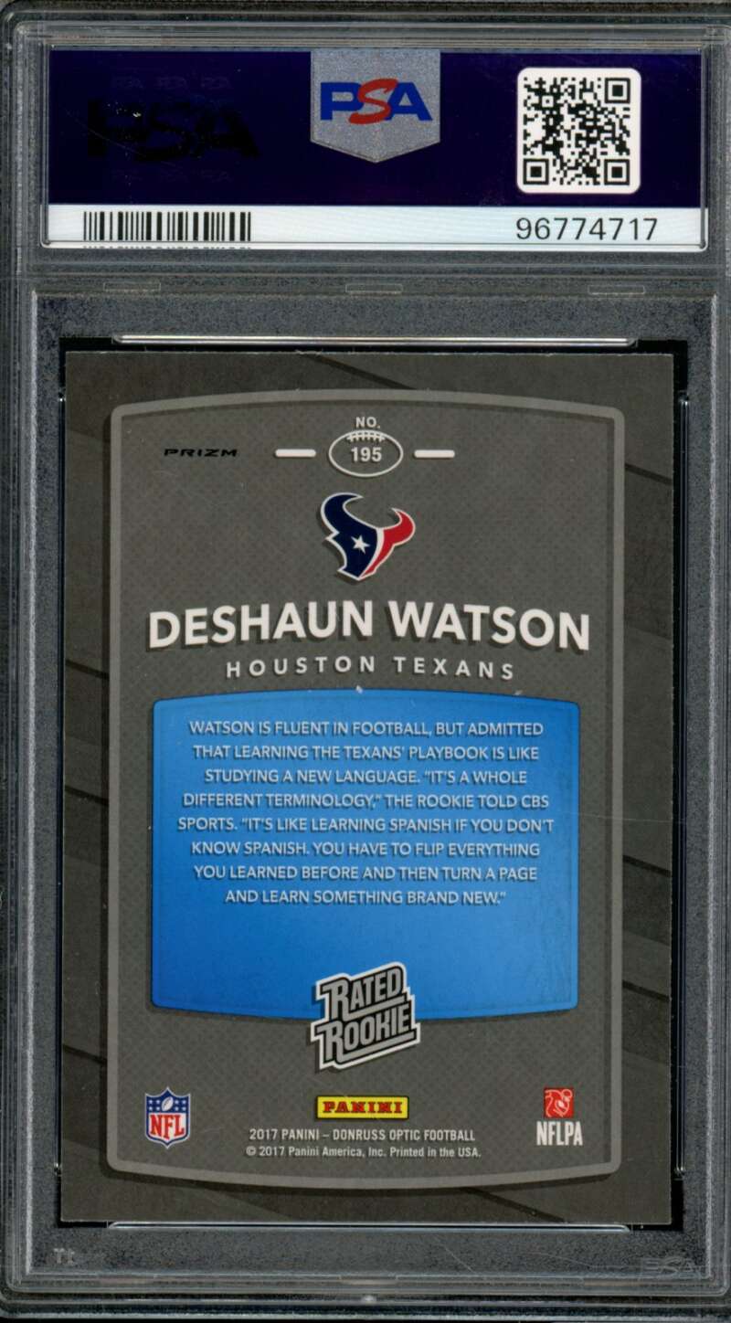 Deshaun Watson Rookie Card 2017 Panini Donruss Optic Red/Yellow #195 PSA 9 Image 2