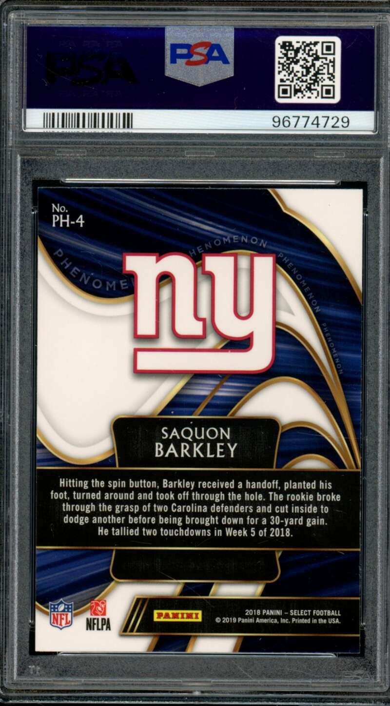 Saquon Barkley Rookie Card 2018 Panini Select Phenomenon #PH4 PSA 10 Image 2