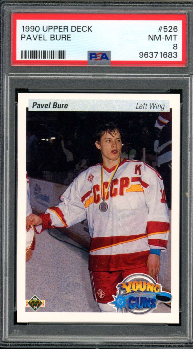 Pavel Bure Rookie Card 1990-91 Upper Deck #526 PSA 8 Image 1